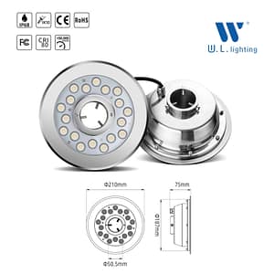 (Project Pre-order) โคมไฟใต้น้ำ ไฟน้ำพุ SS316L กันน้ำ IP68 18W รุ่น WL-UW316-Fountain-18W