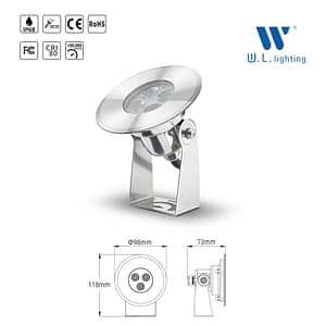 (Project Pre-order) โคมไฟใต้น้ำ ไฟน้ำพุ SS316L กันน้ำ IP68 5W รุ่น WL-UW316-Stand-5W