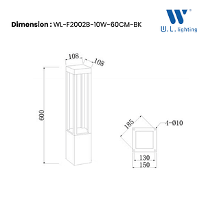 โคมไฟสนามLEDสูง60CM WL-F2002B-10W-60CM-BK