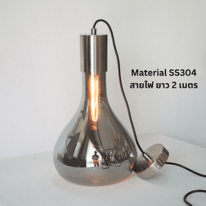 โคมไฟห้อย แก้วสีปรอท สีดำ ขั้ว E27 รุ่น WL-MD524-1-SS304